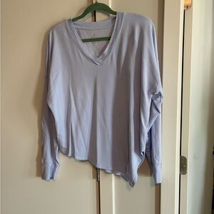 Apana Light Purple V-Neck Long Sleeve Top. Asymmetrical.